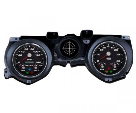 Mustang - New Vintage USA Performance Series Kit - 3 in 1 Style Gauges, Black Dial - 1971 - 1973