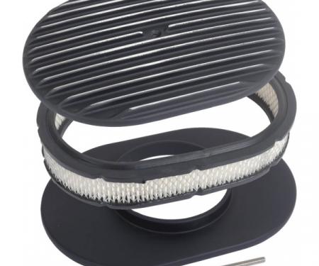 Finned Aluminum Air Cleaner, 12'' Oval With Black Finish, 1932-1985