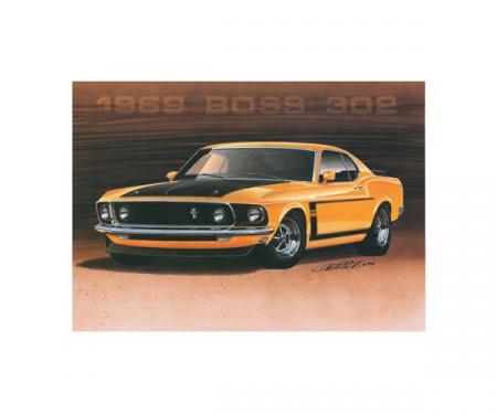 Limited Edition Print, Mustang, Boss 302, Orange, 1969