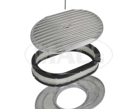 Ford Air Cleaner, Oval Full Finned Polished Aluminum, 12