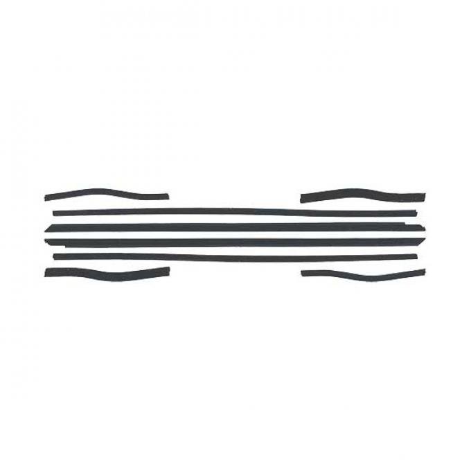Ford Mustang Belt Weatherstrip Kit - 8 Pieces - Inner & Outer - Black Bead - Early Coupe & Convertible - Door Windows &Rear Quarters