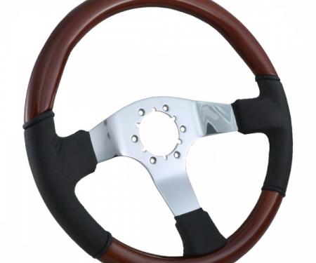 1968-1982 Chevrolet Corvette Steering Wheel - Black Leather & Mahogany W/Chrome Spokes