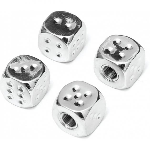 Dice Valve Stem Caps, Chrome