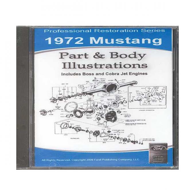 1972 Mustang Part & Body Illustrations On CD - For Windows Operating Systems Only
