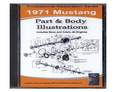 1971 Mustang Part & Body Illustrations On CD - For Windows Operating Systems Only