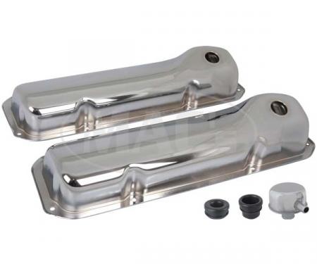 Valve Covers, Chrome, 351 Cleveland, V8, With Oil Cap With Tube