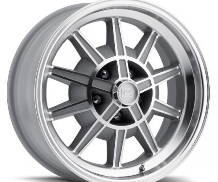 Mustang 17 x 8 GT7 Alloy Wheel, 5 on 4.5 BP, 4.75 BS, Machined/Clear Coat 1967-68