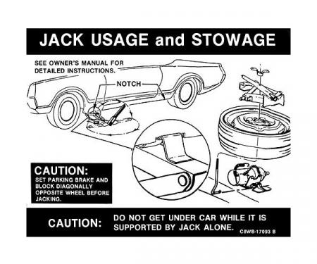 Ford Mustang Decal - Jack Instruction - Space Saver Spare
