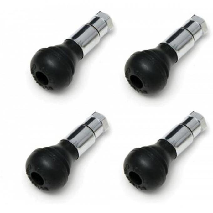 Redline Restomotive® Rubber Valve Stems, With Chrome Sleeves & Caps