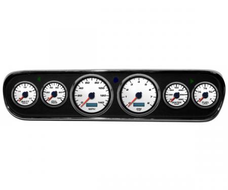 Mustang - New Vintage USA Performance ll Series DIY Gauge Panel Kit - 6 Gauge Package, White Dial, 1964-1966 - Programmable Speedometer MPH