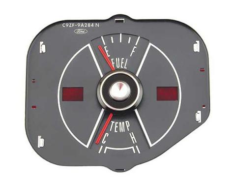 Ford Mustang Fuel & Temperature Gauge Assembly - With Gray Face - Replaces Stamping # C9ZF-9A284