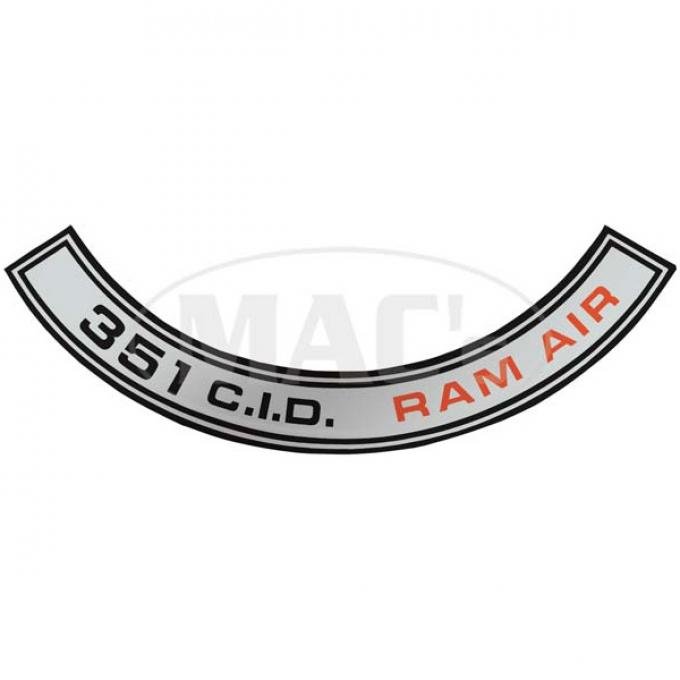 Ford Mustang Air Cleaner Decal - Shelby 351 Ram Air