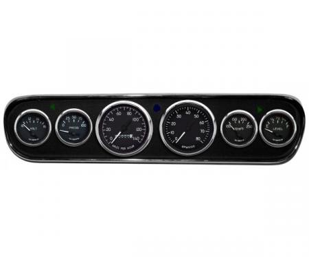 Mustang - New Vintage USA 1940 Series DIY Gauge Panel Kit - 6 Gauge Package, Black Dial, 1964-1966 - Mechanical Speedometer MPH