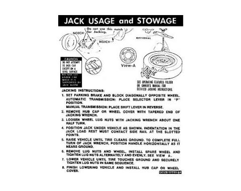 Ford Mustang Decal - Jack Instruction - Convertible