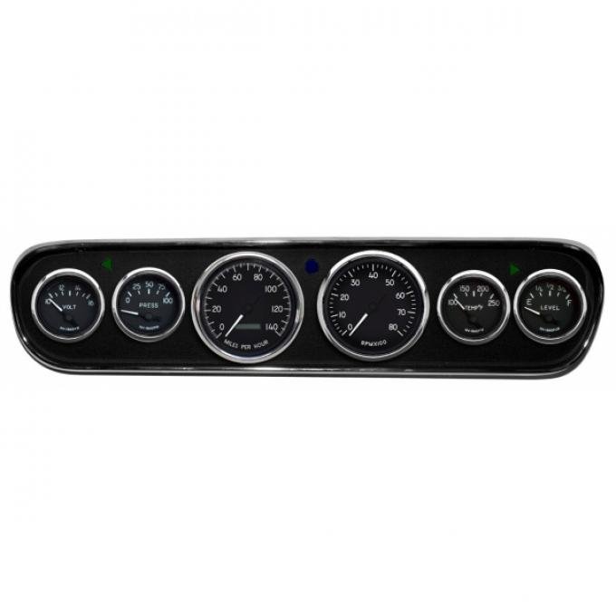 Mustang - New Vintage USA 1940 Series DIY Gauge Panel Kit - 6 Gauge Package, Black Dial, 1964-1966 - Programmable Speedometer MPH