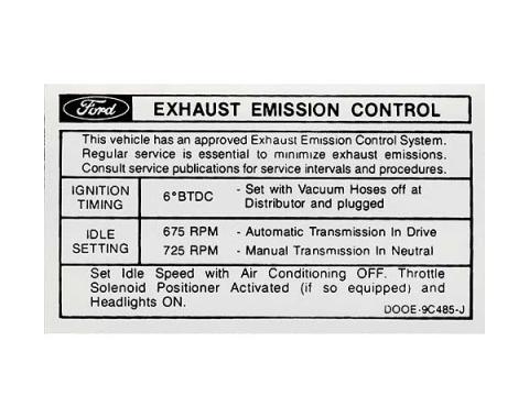 Ford Mustang Decal - Emissions - 428 Cobra Jet With Automatic Or Manual Transmission - After 1-1970