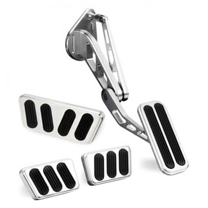 Lokar Billet Aluminum Pedals, Brushed/Polished, Mustang, 19641970