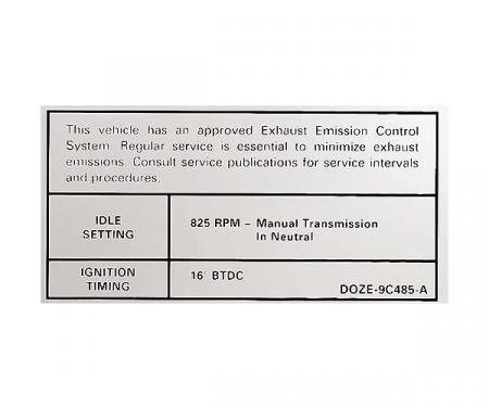 Ford Mustang Decal - Emissions - Boss 302 Through Early 1970