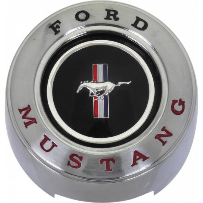 Ford Mustang Horn Center Emblem Assembly - Chrome Plated Die Cast - For Deluxe Wheel