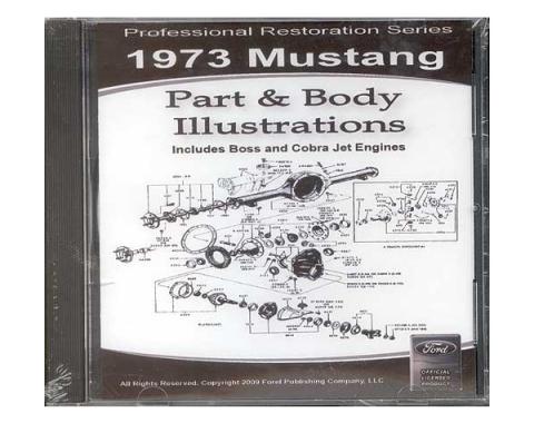 1973 Mustang Part & Body Illustrations On CD - For Windows Operating Systems Only