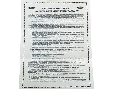 Ford Pickup Truck Light Truck Warranty Information Sheet