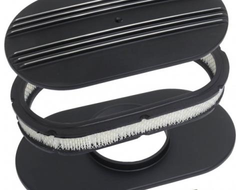 Partial-Finned Aluminum Air Cleaner, 15'' Oval With Black Finish