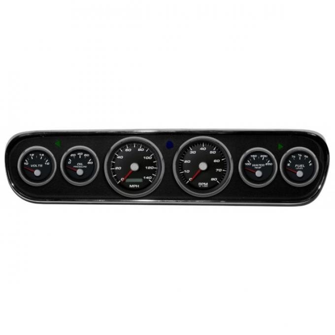 Mustang - New Vintage USA Performance Series DIY Gauge Panel Kit - 6 Gauge Package, Black Dial, 1964-1966 - Programmable Speedometer MPH