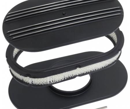 Partial-Finned Aluminum Air Cleaner, 15'' Oval With Black Finish