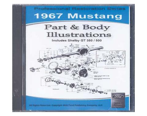 1967 Mustang Part & Body Illustrations On CD - For Windows Operating Systems Only