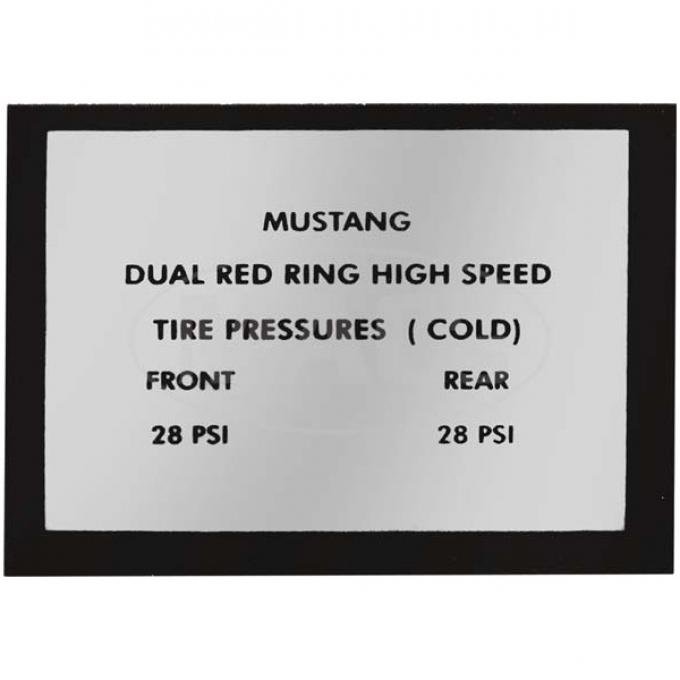 Ford Mustang Decal - Tire Pressure - Red Ring