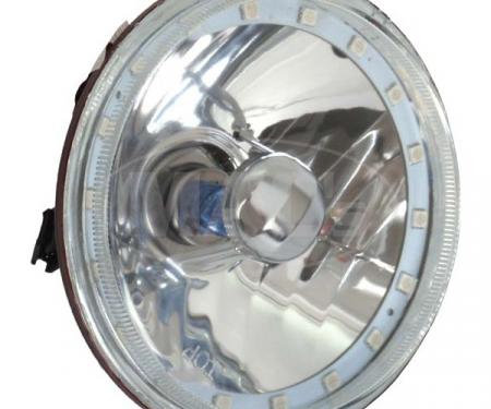 Headlight, 5 3/4 Inch Round Elite Diamond With Multi Color LED Halo