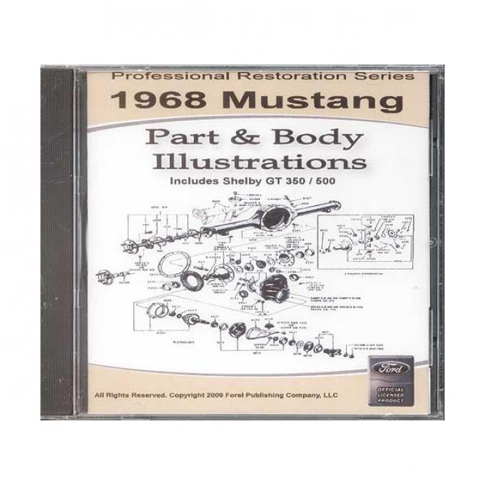 1968 Mustang Part & Body Illustrations On CD - For Windows Operating Systems Only