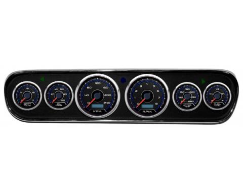 Mustang - New Vintage USA CFR Blueline Series DIY Gauge Panel Kit - 6 Gauge Package, 1964-1966 - Programmable Speedometer KPH