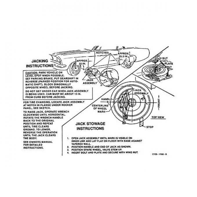 Ford Mustang Decal - Jack Instruction - Through Early 1967