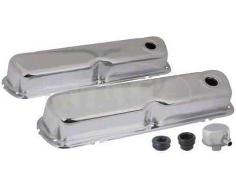 Valve Covers, Chrome, 260, 289 & 302, V8, With Oil Filler Cap With Tube