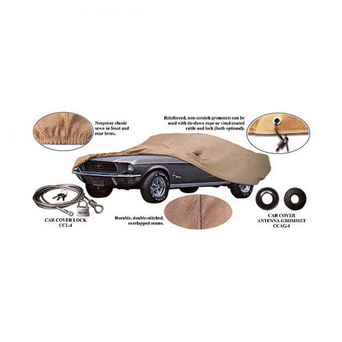 Ford Mustang Car Cover - Poly-Cotton - Gray - Mirror Pockets On Both Sides - Hardtop & Convertible