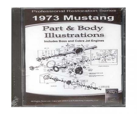 1973 Mustang Part & Body Illustrations On CD - For Windows Operating Systems Only