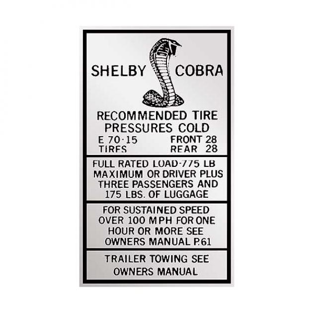 Ford Mustang Decal Glove Box Tire Pressure High Speed E7015 Shelby Mustang Depot