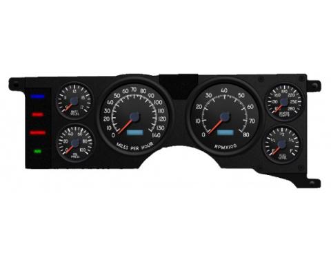 Mustang - New Vintage USA Performance ll Series Kit - 6 Gauge Package, Black Dial - 1979-1986 -  Programmable Speedometer KPH