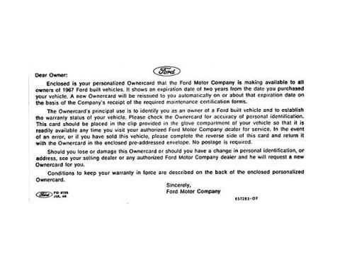 Personalized Warranty Card Instruction Sheet