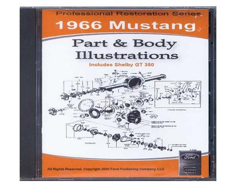 1966 Mustang Part & Body Illustrations On CD - For Windows Operating Systems Only