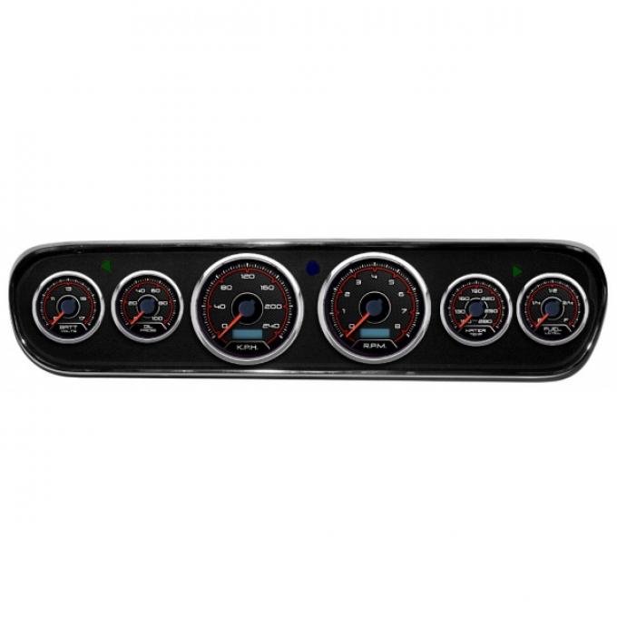 Mustang - New Vintage USA CFR Redline Series DIY Gauge Panel Kit - 6 Gauge Package, 1964-1966 - Programmable Speedometer KPH