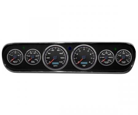 Mustang - New Vintage USA Performance ll Series DIY Gauge Panel Kit - 6 Gauge Package, Black Dial, 1964-1966 - Programmable Speedometer MPH