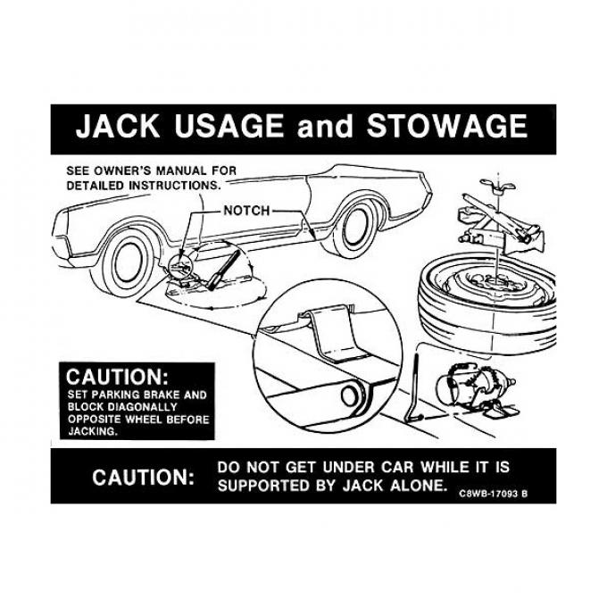 Ford Mustang Decal - Jack Instruction - Space Saver Spare