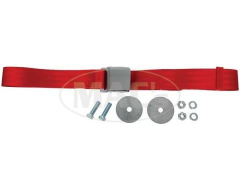 SeatBelt Solutions Early Ford | Mercury Retractable Lap Belt,  74" with Chrome Lift Latch HL1800H742006 | Flame Red