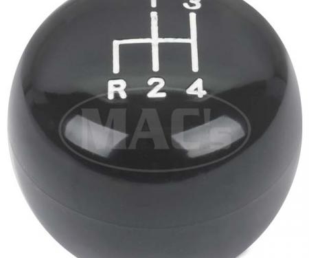 Ford Mustang Manual Transmission Floor Shift Knob - 4 SpeedPattern In White - Black Bakelite Knob