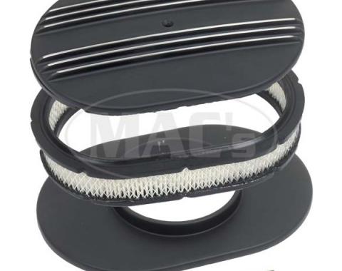 Partial-Finned Aluminum Air Cleaner, 12'' Oval With Black Finish, 1932-1985