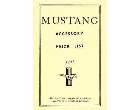 Ford Mustang New Car Accessory Price List