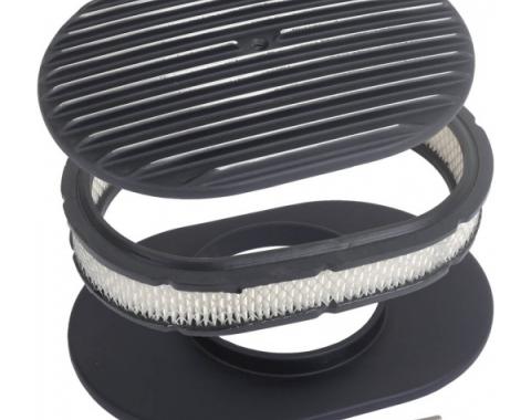 Finned Aluminum Air Cleaner, 12'' Oval With Black Finish, 1932-1985