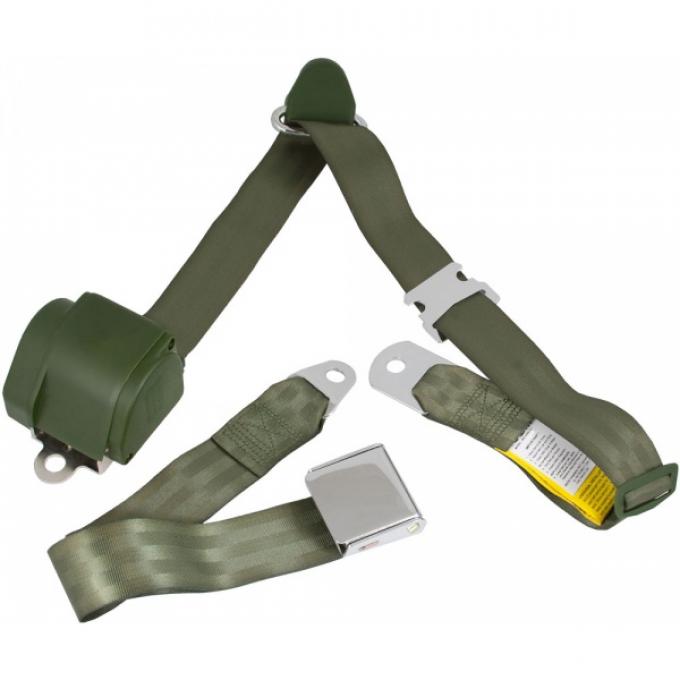 RetroBelt 1964 1/2 1973 Ford Mustang Threepoint Seat Belt System, Green